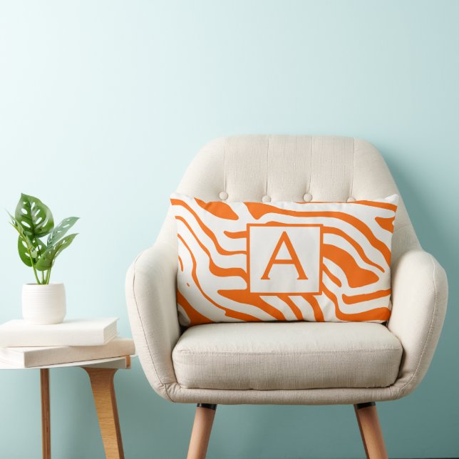 Monogram Any Colour and Off-White Zebra Design  Lumbar Cushion (Chair)
