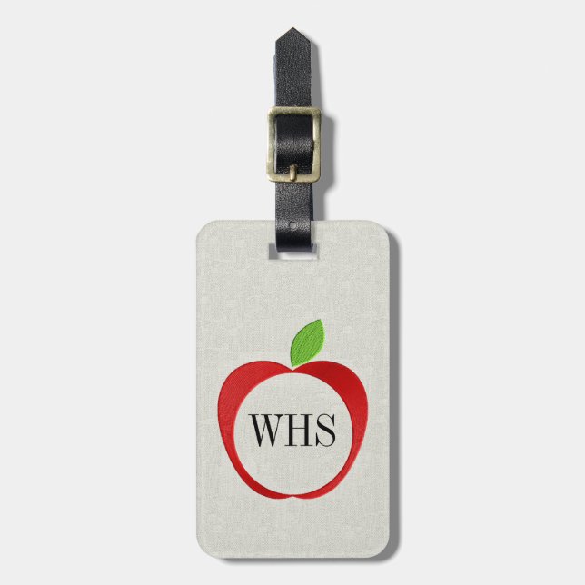 Monogram Apple  Luggage Tag . See Back (Front Vertical)