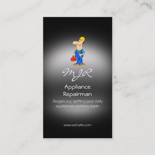 Monogram, Appliance Repairman, metal-look Business Card (Front)