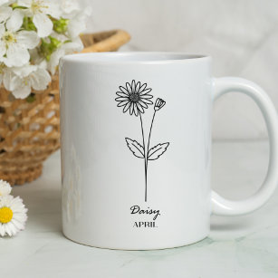 Monogram April Birth Month Flower Coffee Mug