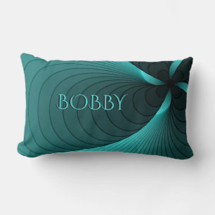 Monogram Aqua and Black Swirl Lumbar Cushion