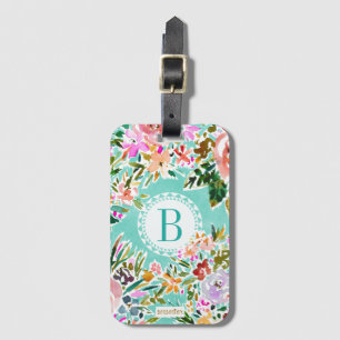 Monogram AQUA BE LOVE Colourful Floral Luggage Tag