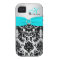 Monogram Aqua Black Silver Damask iPhone 4 Vibe