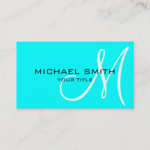 Monogram Aqua colour background Business Card