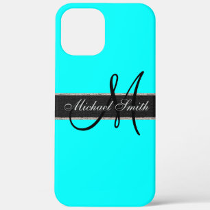 Monogram Aqua Colour Background iPhone 12 Pro Max Case