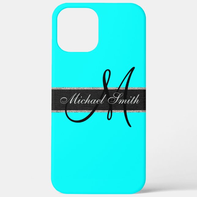 Monogram Aqua Colour Background Case-Mate iPhone Case (Back)
