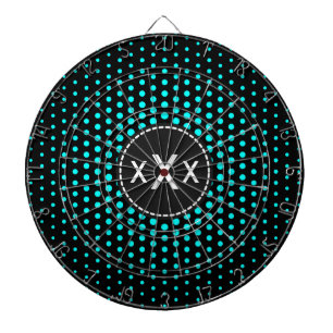 Monogram Aqua Techno Dots Modern Dartboard