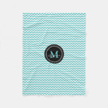 Monogram Aqua White Abstract Chevron