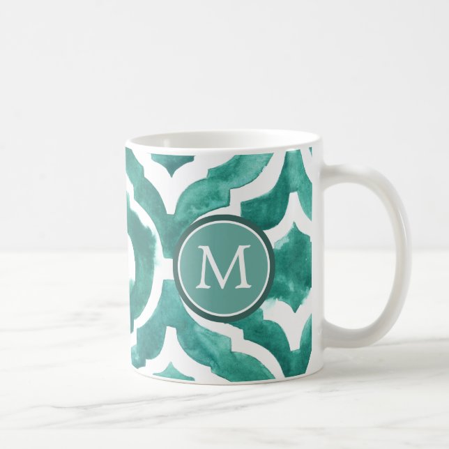 Monogram | Aquamarine Motif IV Coffee Mug (Right)