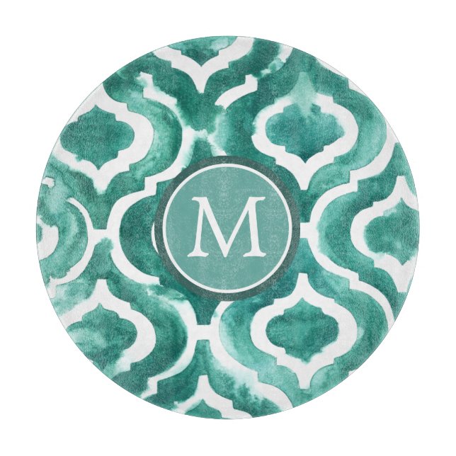 Monogram | Aquamarine Motif IV Cutting Board (Front)