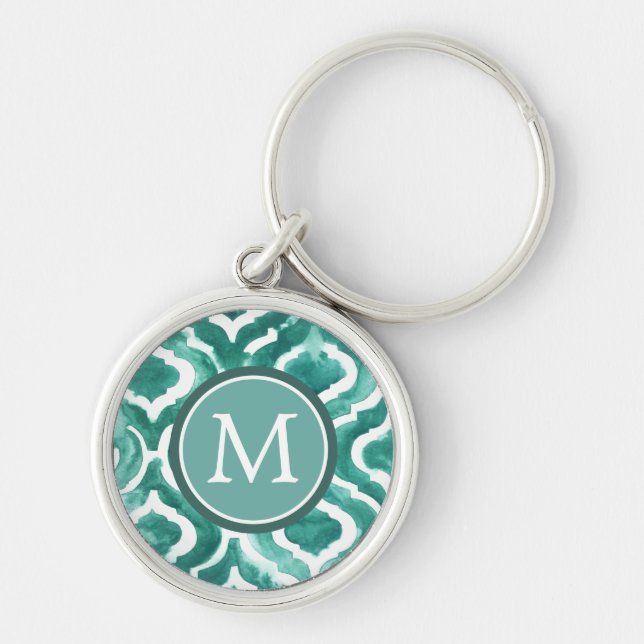 Monogram | Aquamarine Motif IV Key Ring (Front)