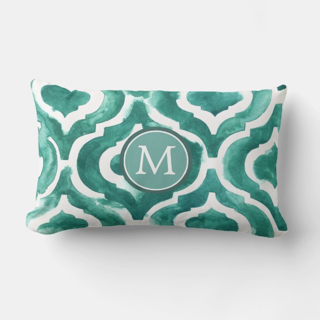 Monogram | Aquamarine Motif IV Lumbar Cushion (Front)