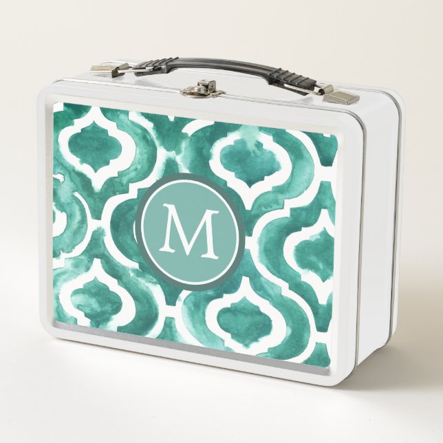 Monogram | Aquamarine Motif IV Metal Lunch Box (Front)