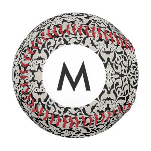 Monogram Arabic floral pattern Baseball