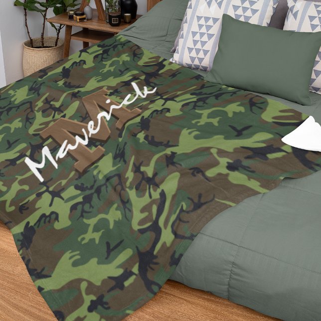 Monogram Army Camouflage Kids Fleece Blanket (Creator Uploaded)