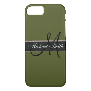 Monogram Army green Colour Background iPhone 8/7 Case