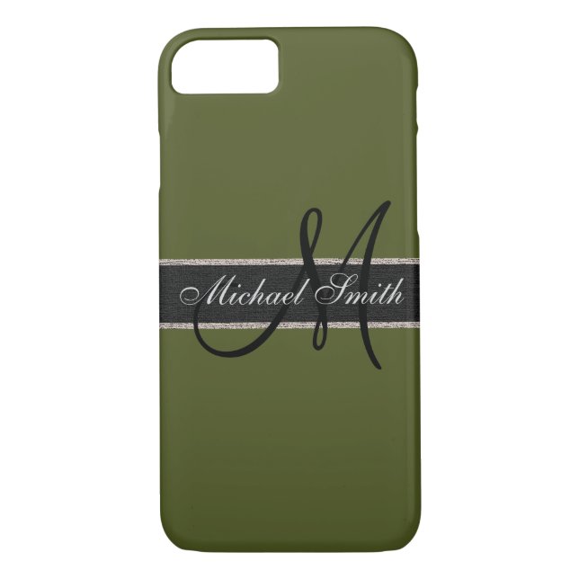 Monogram Army green Colour Background Case-Mate iPhone Case (Back)