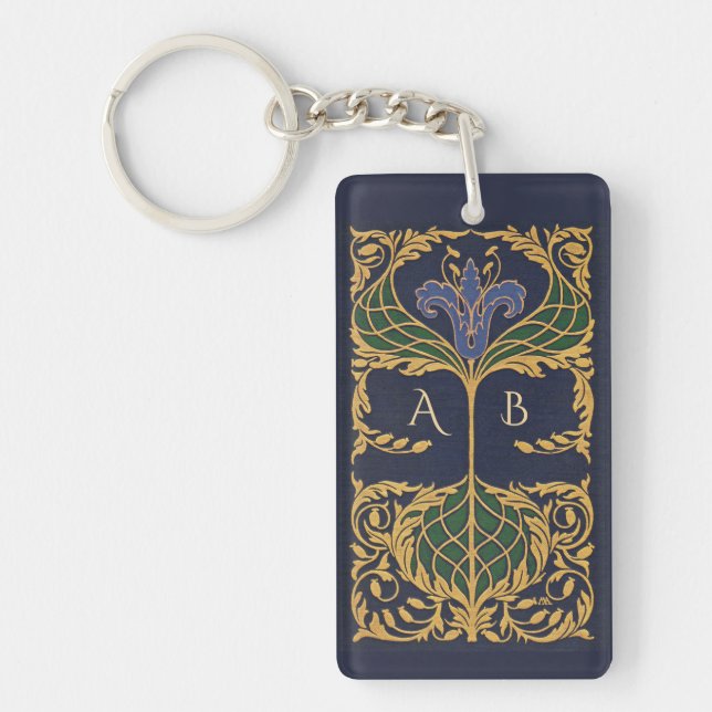Monogram Art Nouveau Bookish Keychain (Front)