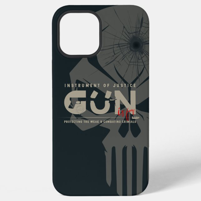 Monogram Art of Gun | (Dark mode) iPhone Case (Back)