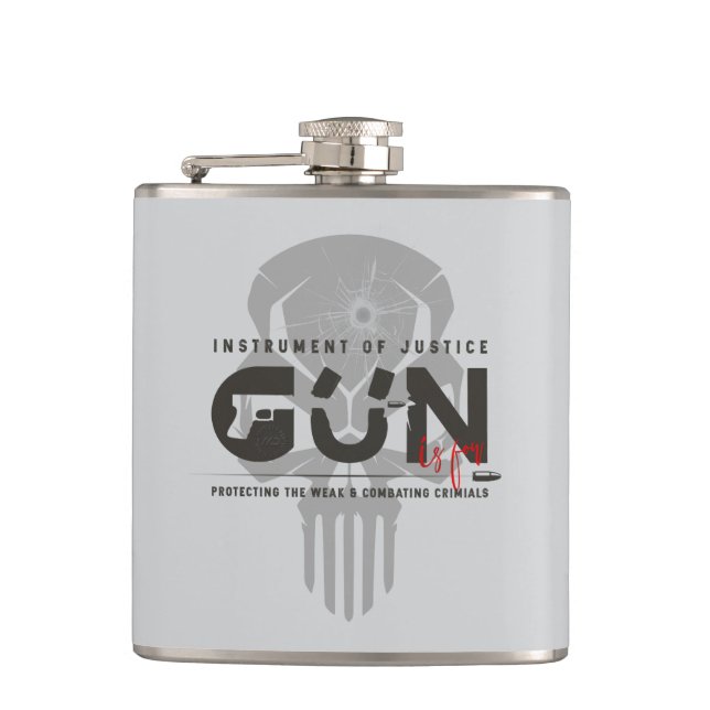 Monogram Art of Gun |  Hip Flask (Front)