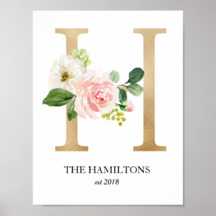 Monogram Art Print, Letter H, Wedding, Nursery Poster