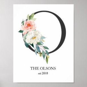 Monogram Art Print, Letter O, Wedding, Nursery Poster