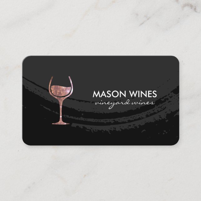 Monogram Artistic Brushed Wine Glass Business Card (Front)