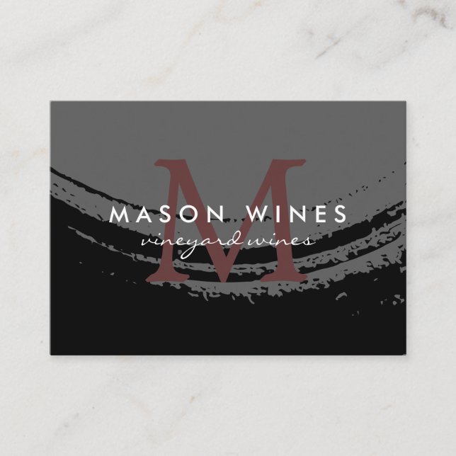 Monogram Artistic Brushed Wine Glass Business Card (Front)