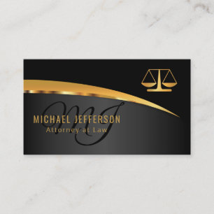 Monogram Attorney at Law - Black and Gold Business Card