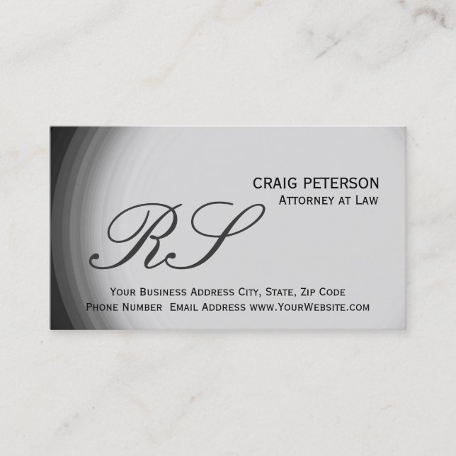 Monogram Attorney at Law Black Business Card (Front)