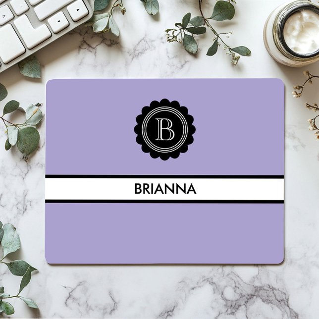 Monogram Aura Indigo and Black  Mouse Pad (Simple clean classic modern Aura Indigo Mousepad)