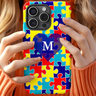 Monogram Autism Awareness Aspergers Puzzle Pattern