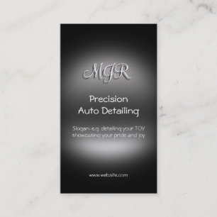 Monogram, Auto Detailer, metal-look Business Card