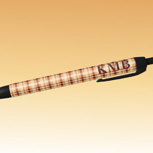Monogram   Autumn-Fall Plaid Pattern Ink Black Ink Pen