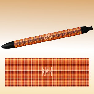 Monogram Autumn-Fall Plaid Pattern Ink Black Ink Pen