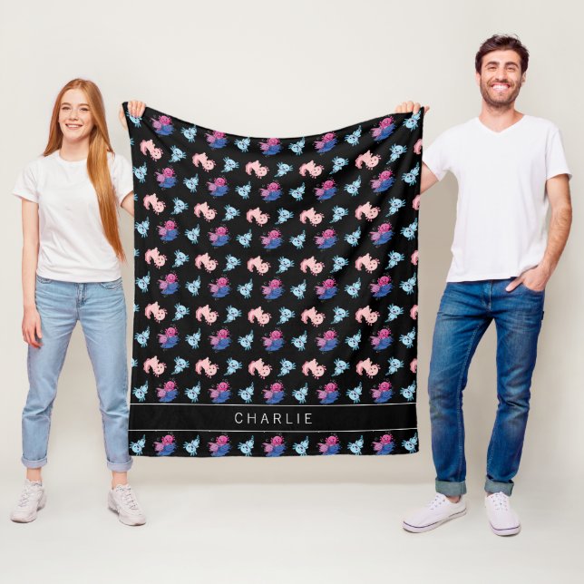 Monogram Axolotl Pattern Fleece Blanket (In Situ)
