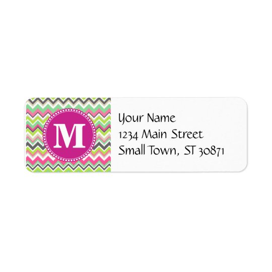 Monogram Aztec Andes Tribal Mountains Chevron Return Address Label