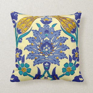 Monogram Azulejo Ceramic Style Vintage Ornament Cushion