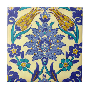 Monogram Azulejo Ceramic Style Vintage Ornament Tile