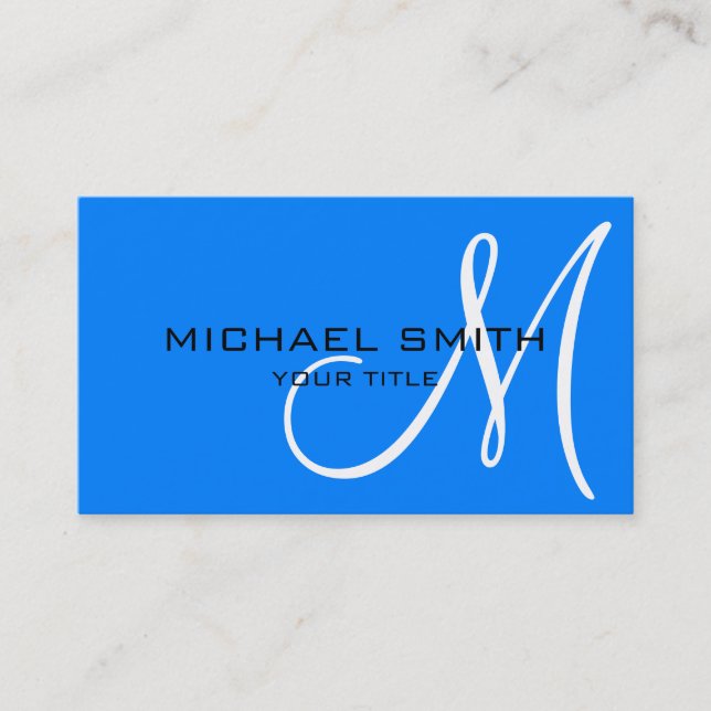 Monogram Azure colour background Business Card (Front)