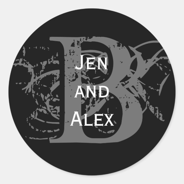 Monogram B and Names Black sticker (Front)