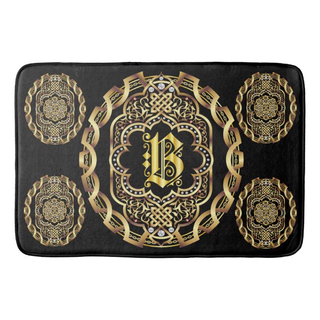 Monogram B Bath Mats Customise Change Back Colour (Front)
