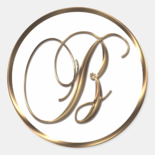 Monogram B Faux Bronze Classic Round Sticker