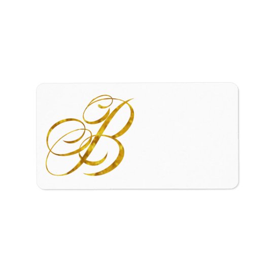 Monogram B Faux Gold Foil Metallic Letter Design Address Label