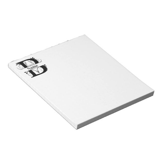 Monogram B Initial Stationary Desk Notepad (Angled)