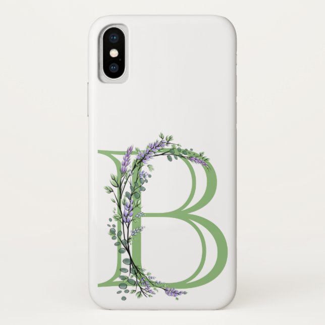 Monogram B Lavender Eucalyptus Case-Mate iPhone Case (Back)
