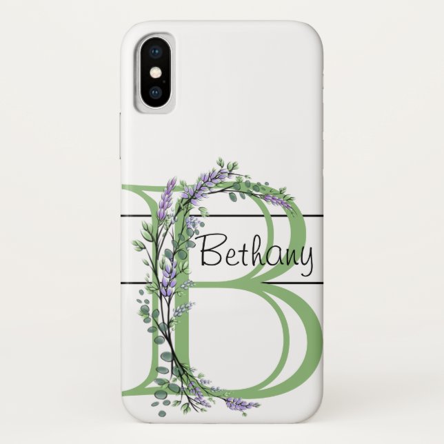 Monogram B Lavender Eucalyptus Case-Mate iPhone Case (Back)