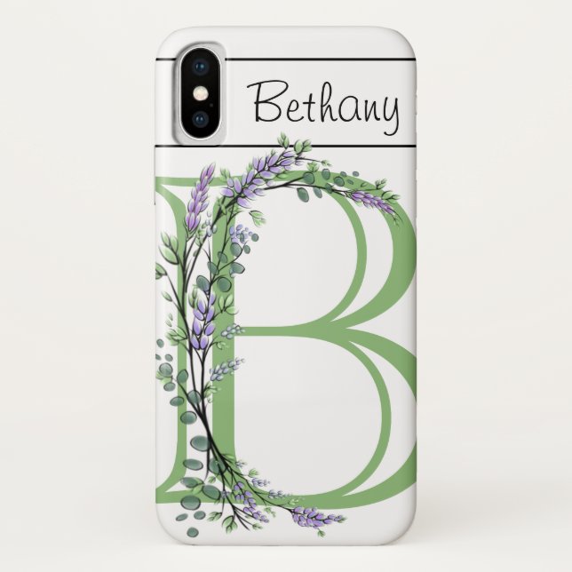 Monogram B Lavender Eucalyptus Case-Mate iPhone Case (Back)