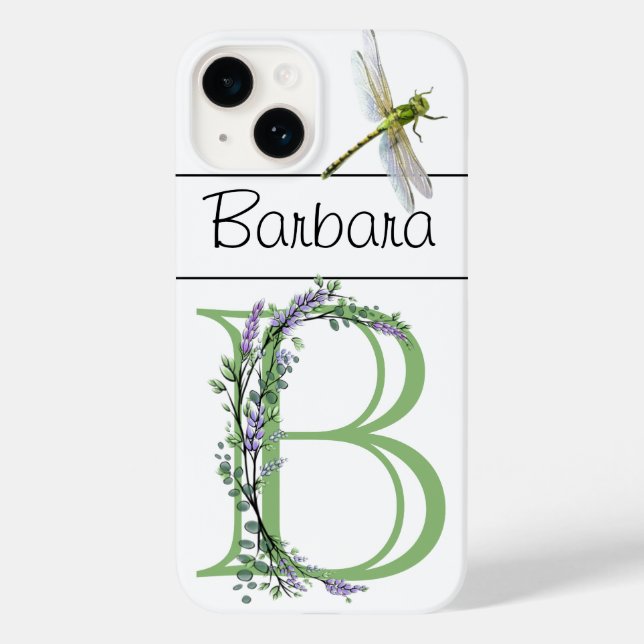 Monogram B,  Lavender Eucalyptus, dragonfly  Case-Mate iPhone Case (Back)