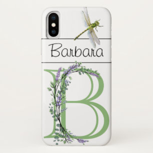 Monogram B Lavender Eucalyptus with Dragonfly iPhone X Case